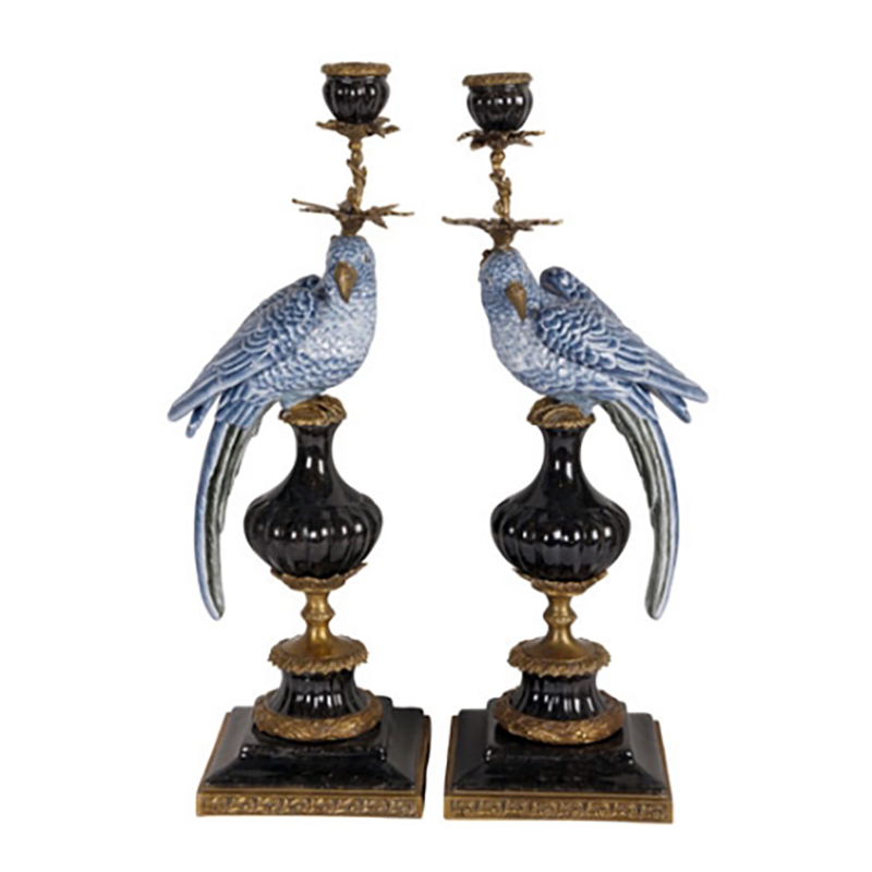 Parrot Candleholders, Blue