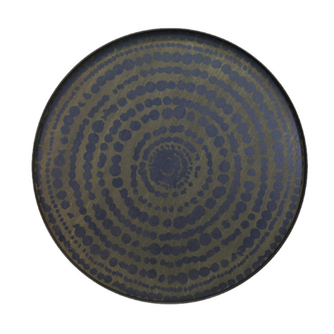 London Essentials - Midnight Blue Beaded Circle Round Tray, Extra Large